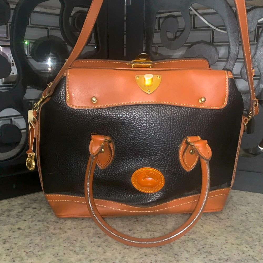 Dooney & Bourke Black and Tan Satchel